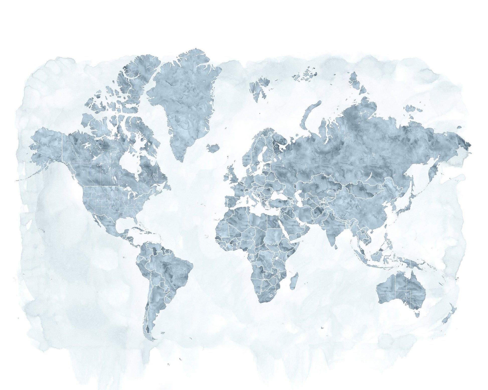 Blue Watercolor World Map