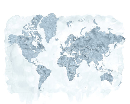 Blue Watercolor World Map