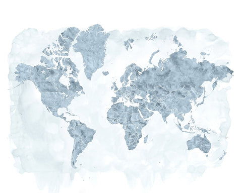 Blue Watercolor World Map