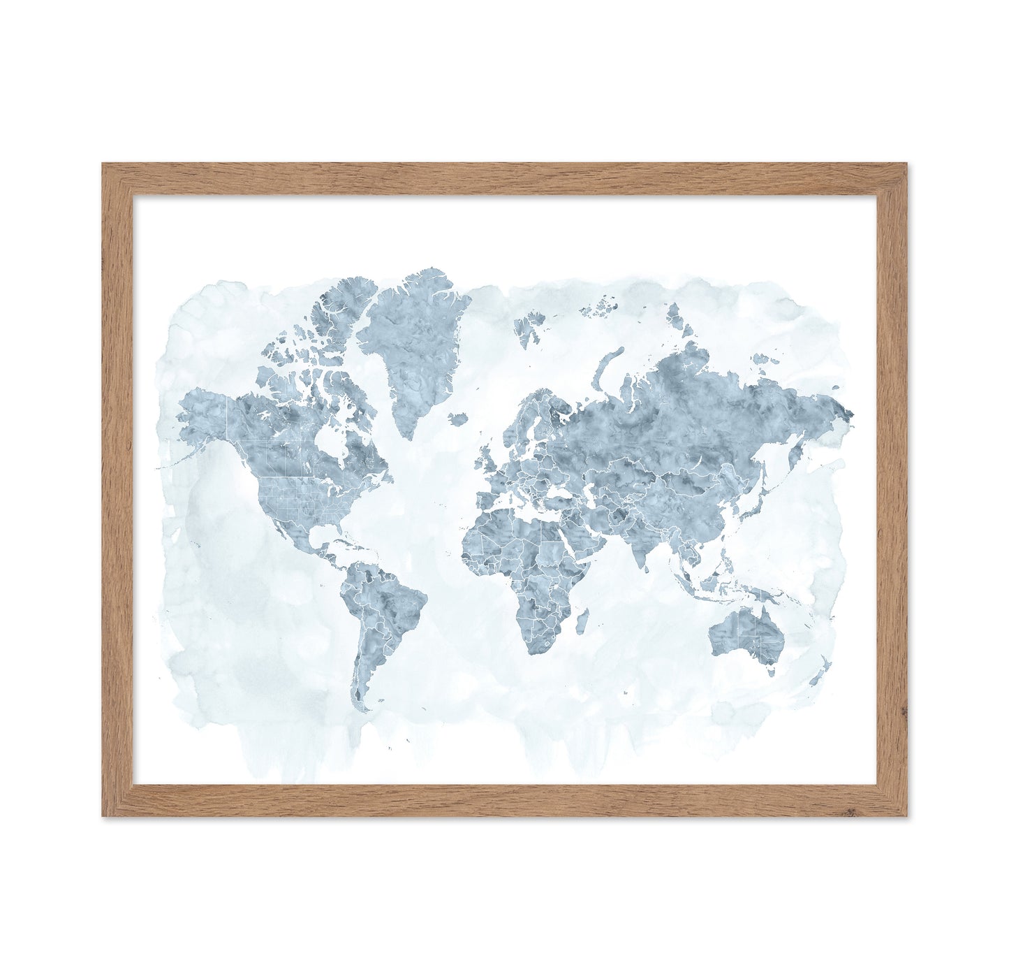 Blue Watercolor World Map
