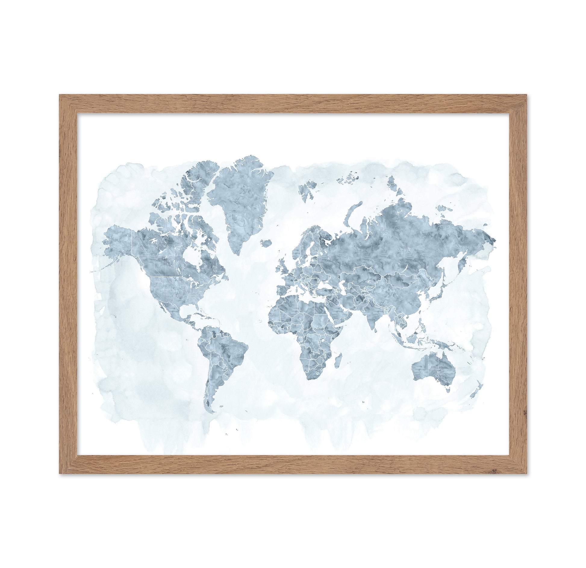Blue Watercolor World Map