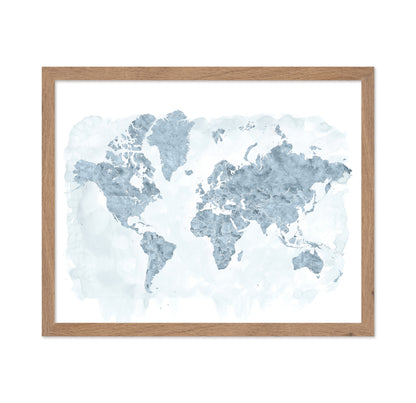 Blue Watercolor World Map