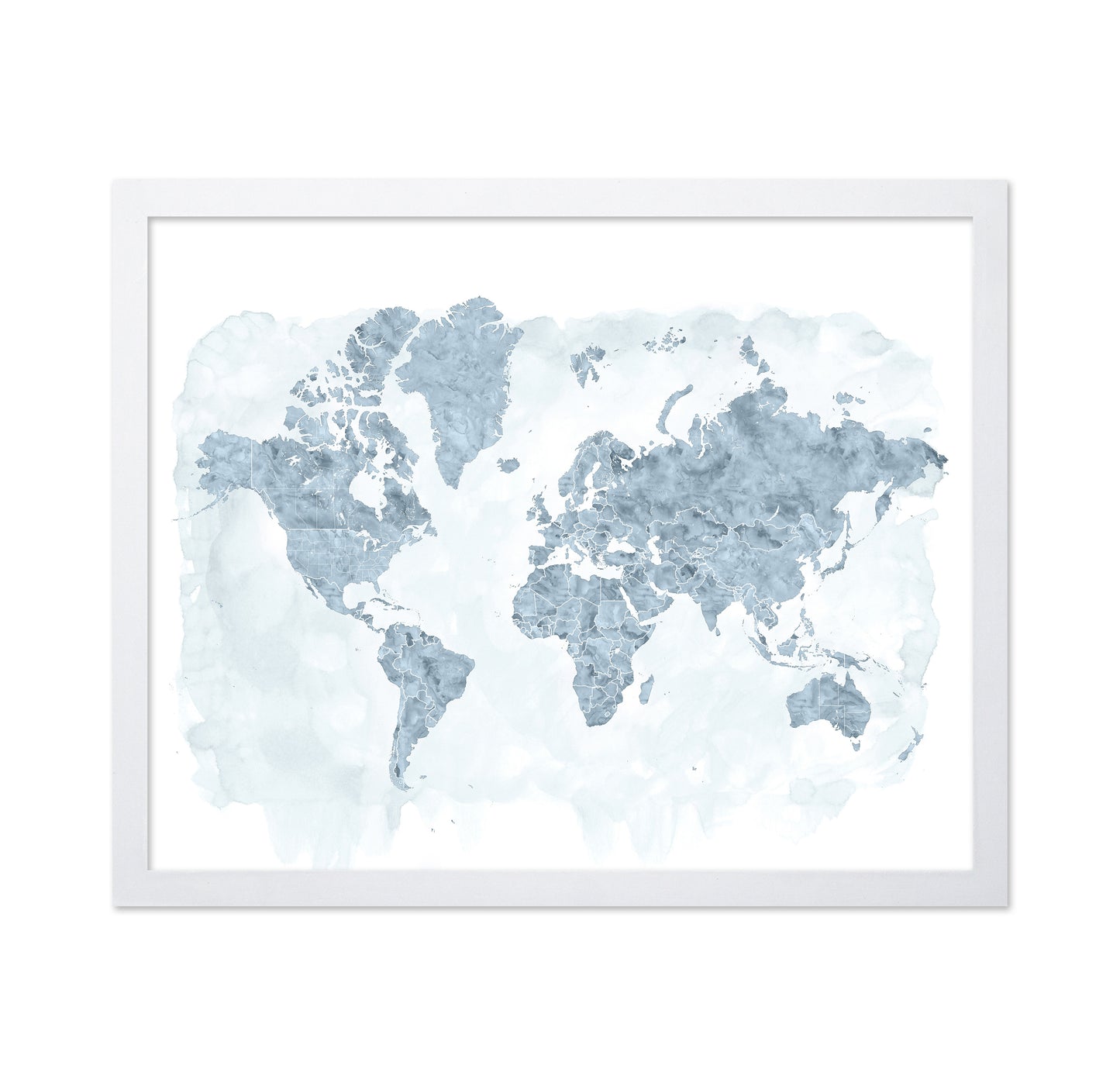 Blue Watercolor World Map
