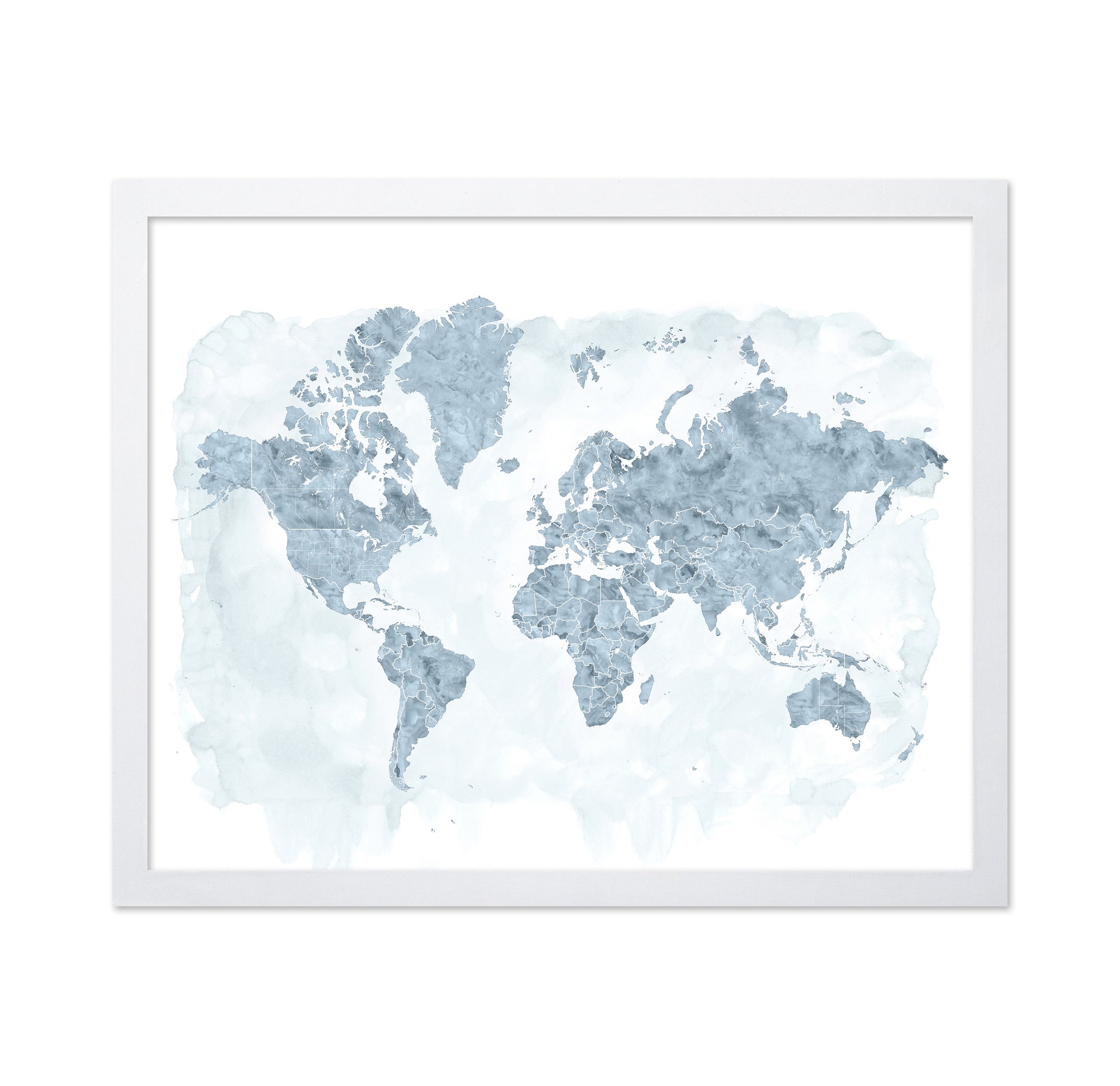 Blue Watercolor World Map
