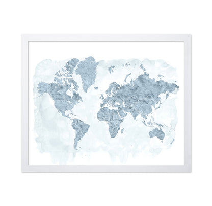 Blue Watercolor World Map