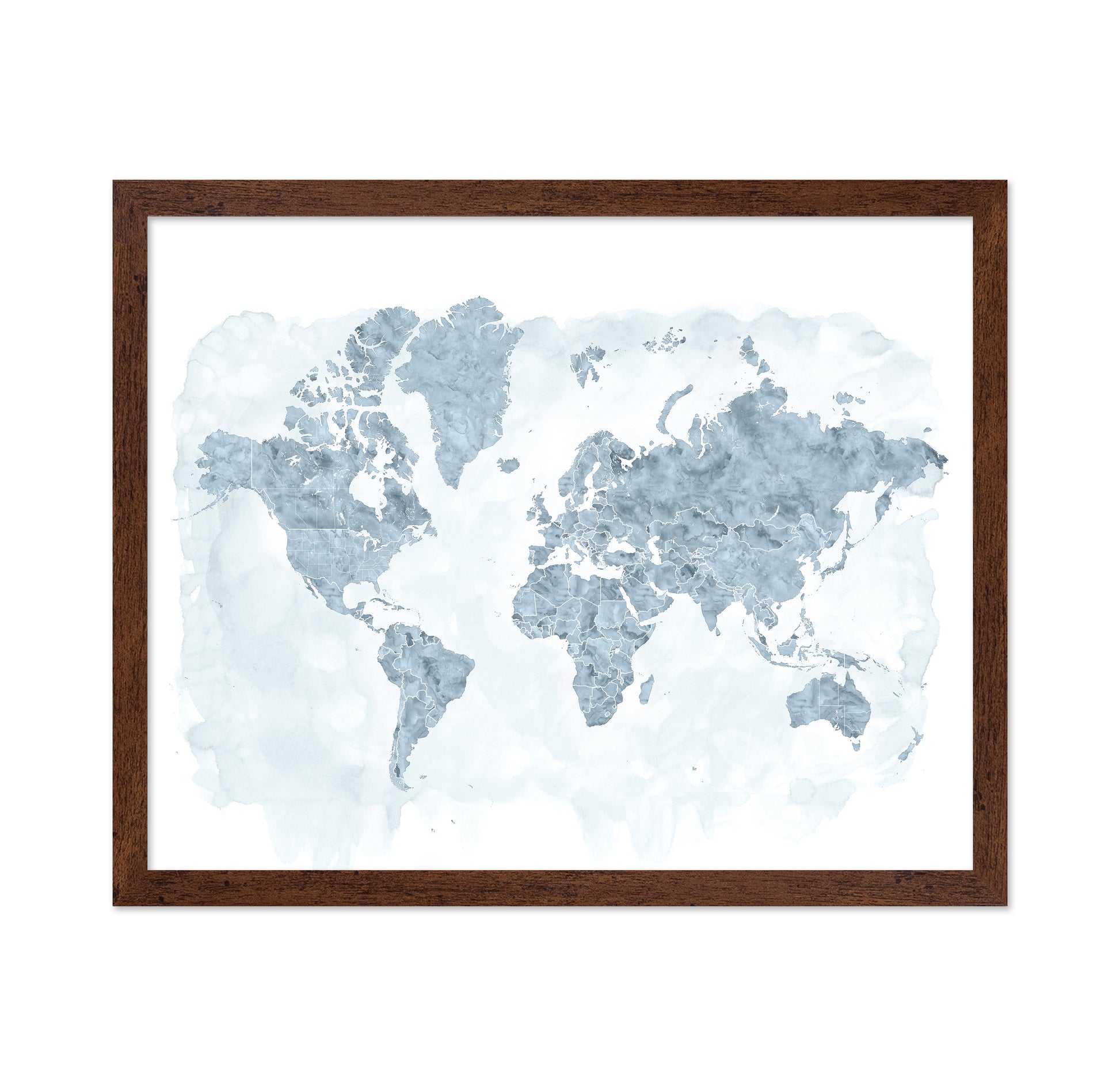 Blue Watercolor World Map