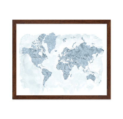 Blue Watercolor World Map
