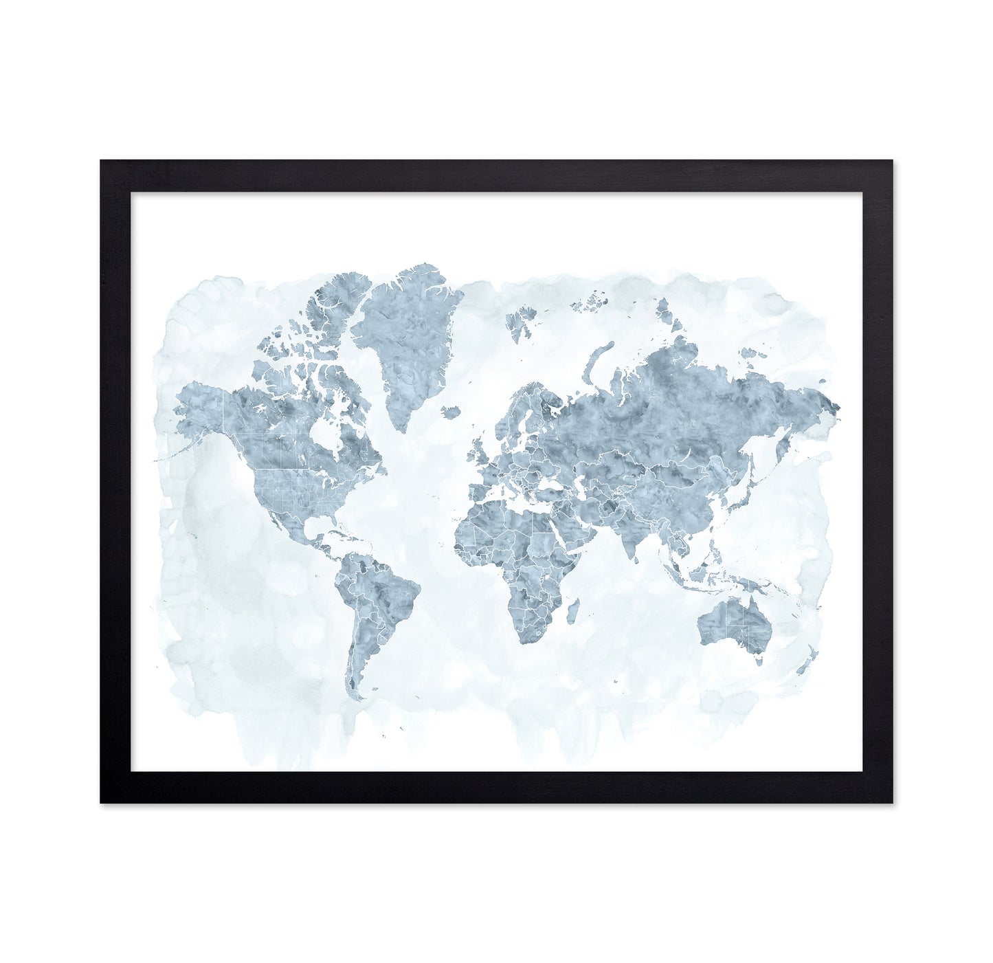 Blue Watercolor World Map