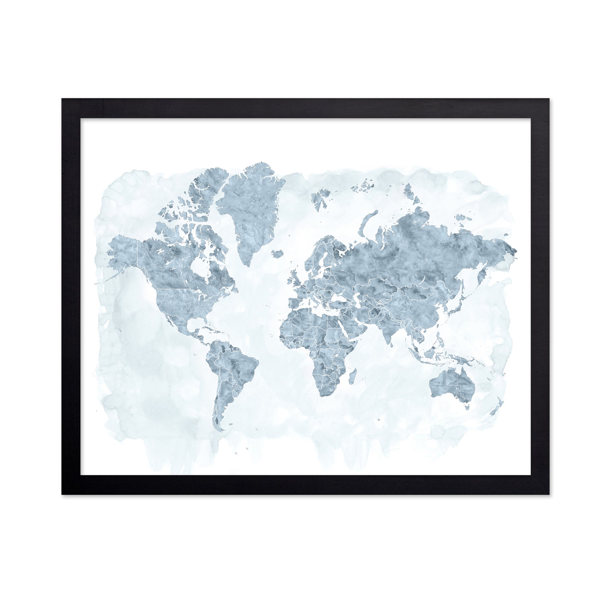 Blue Watercolor World Map