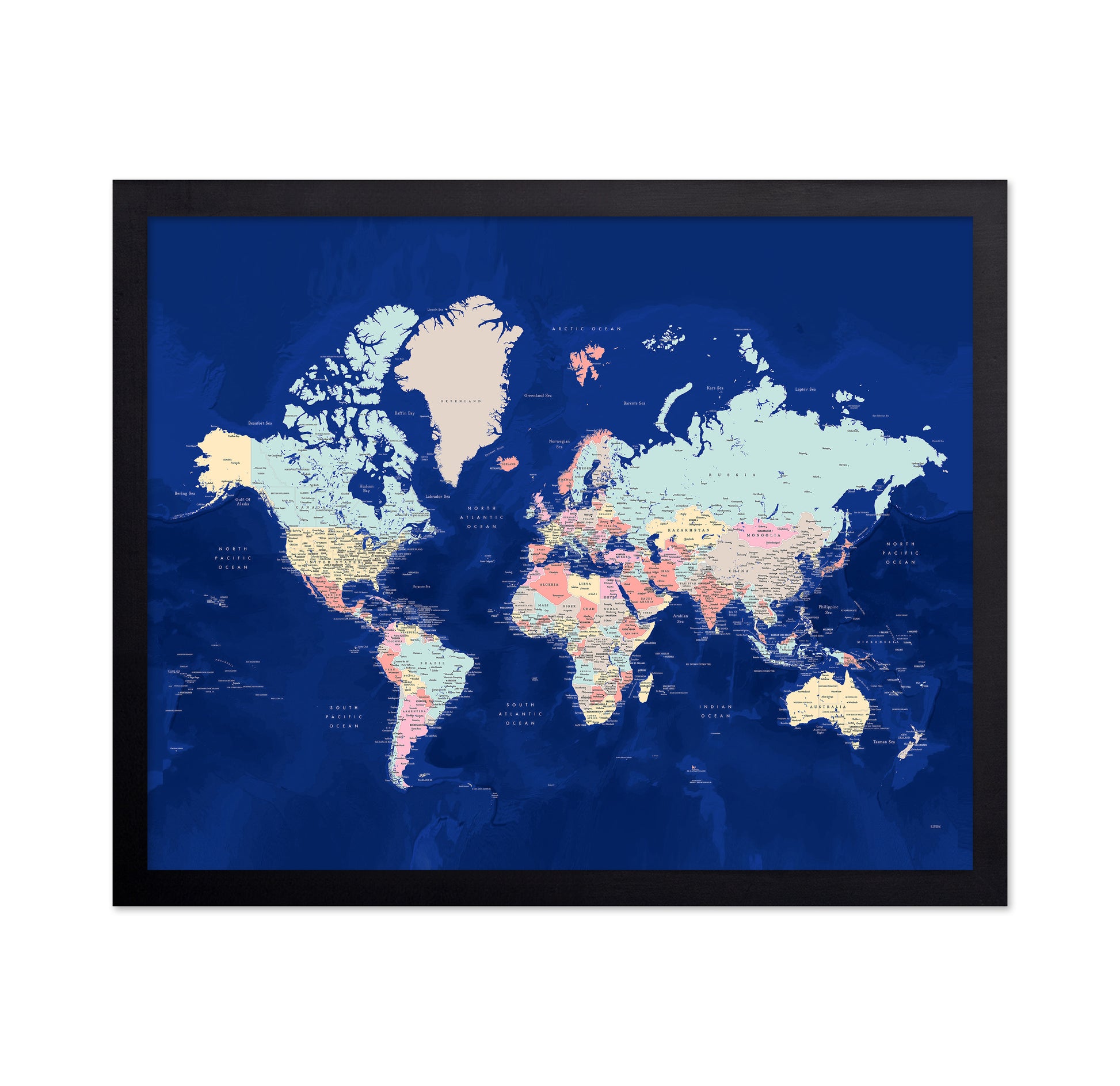 Classic Color World Map with Cities