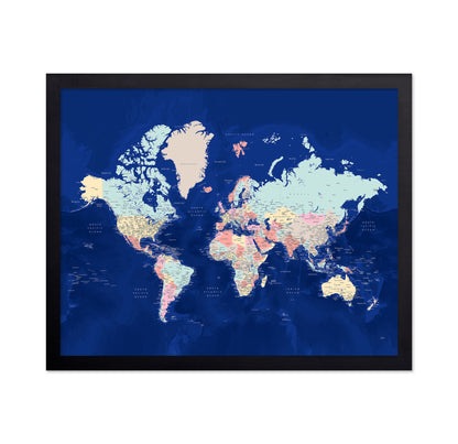 Classic Color World Map with Cities