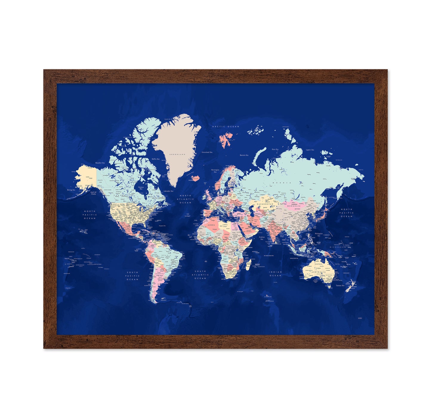 Classic Color World Map with Cities