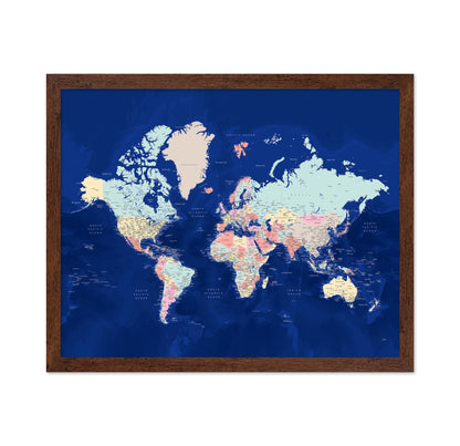 Classic Color World Map with Cities