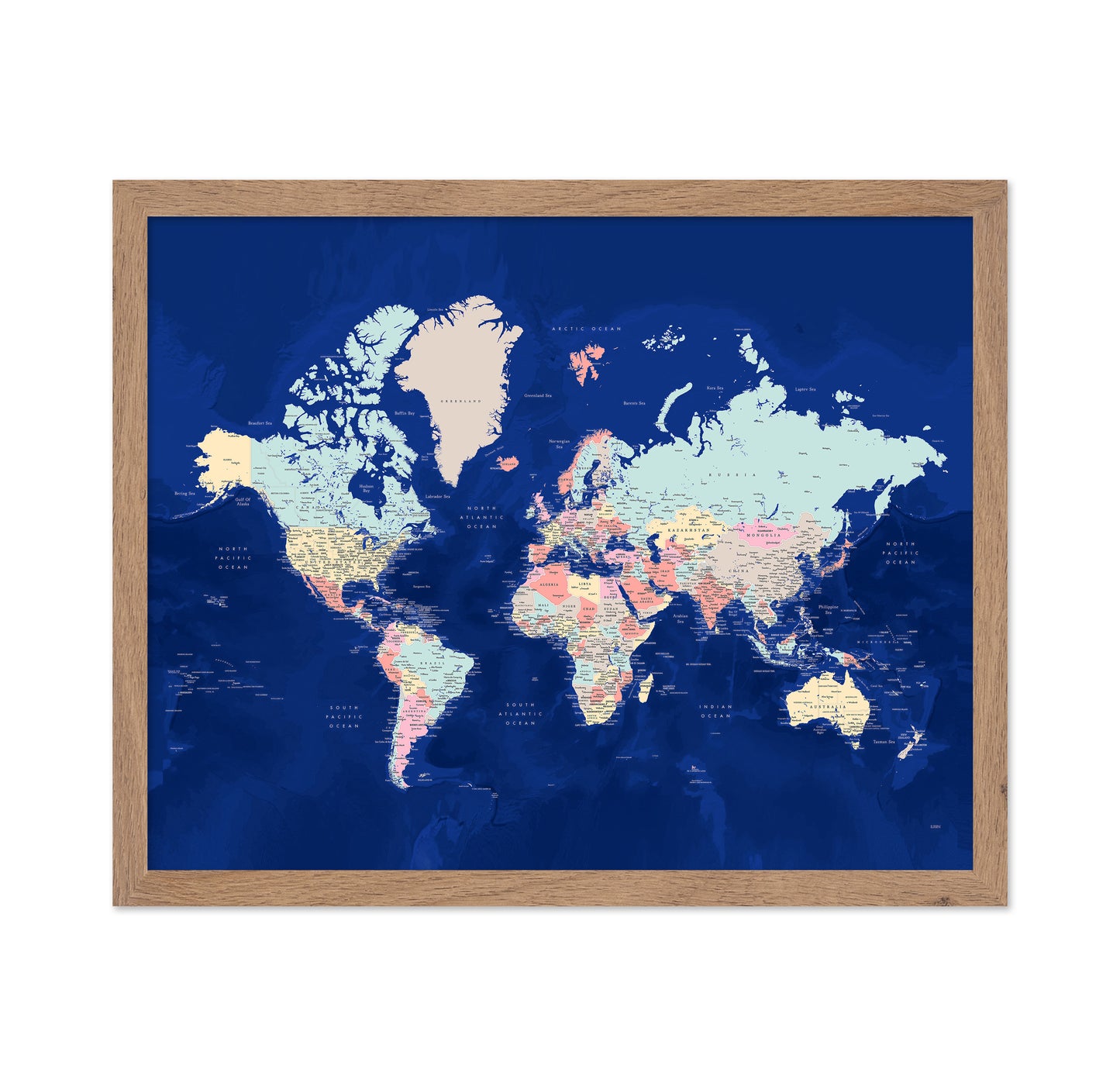 Classic Color World Map with Cities