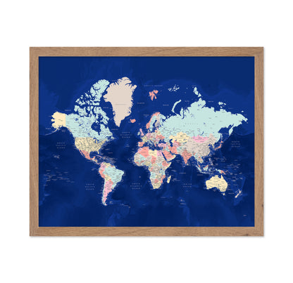 Classic Color World Map with Cities