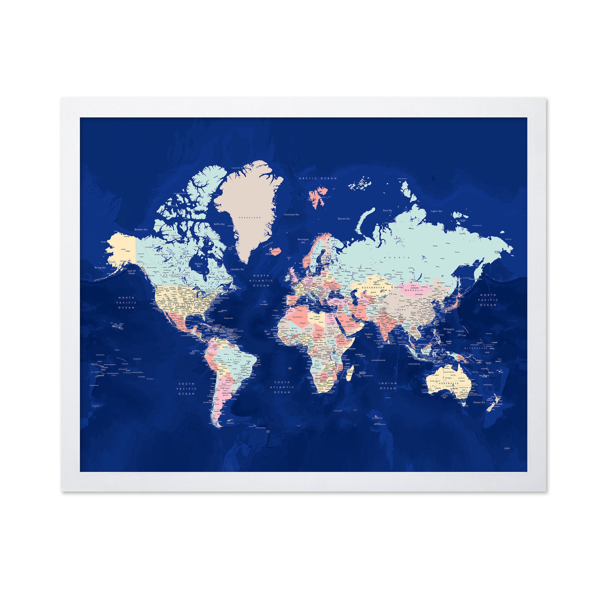 Classic Color World Map with Cities