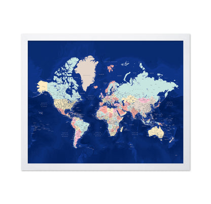 Classic Color World Map with Cities