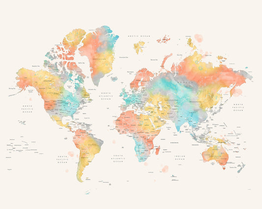Watercolor World Map No2