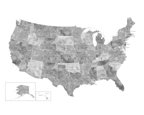 Gray USA Map