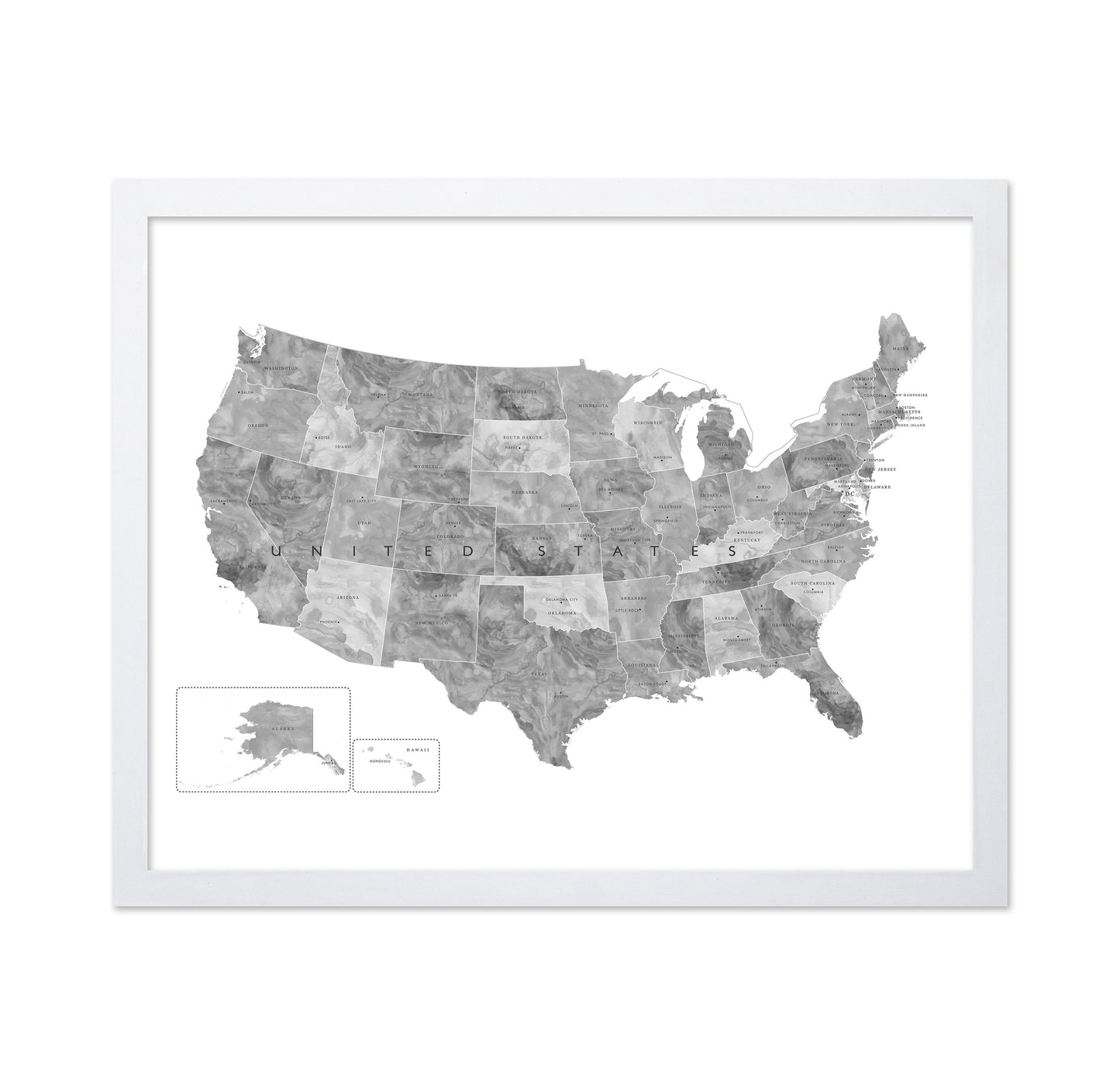 Gray USA Map