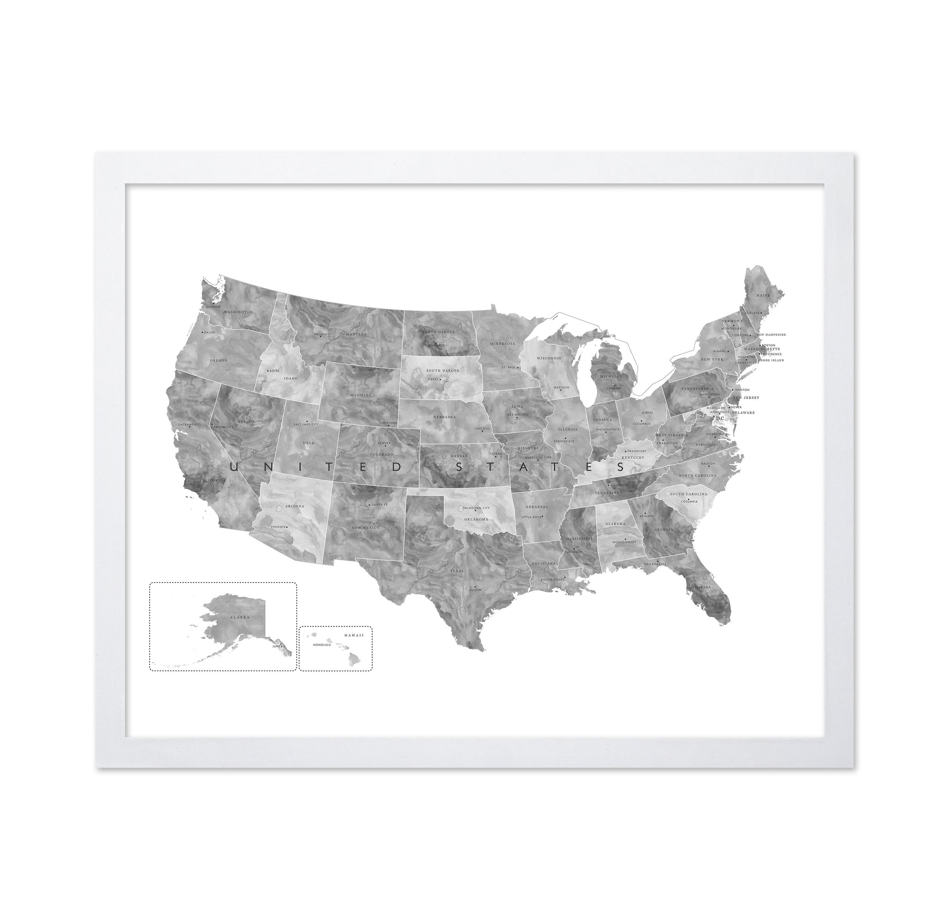 Gray USA Map