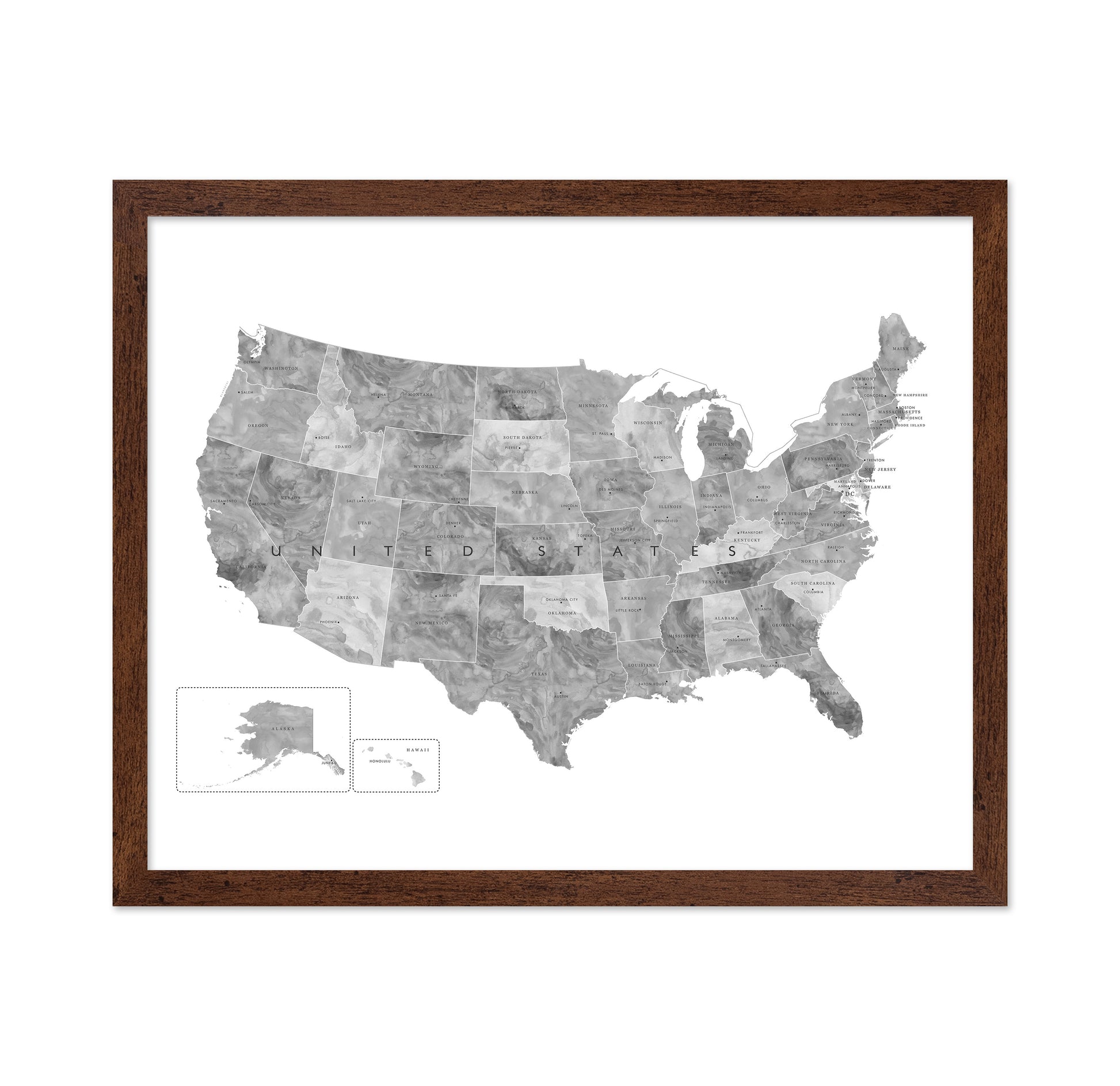 Gray USA Map