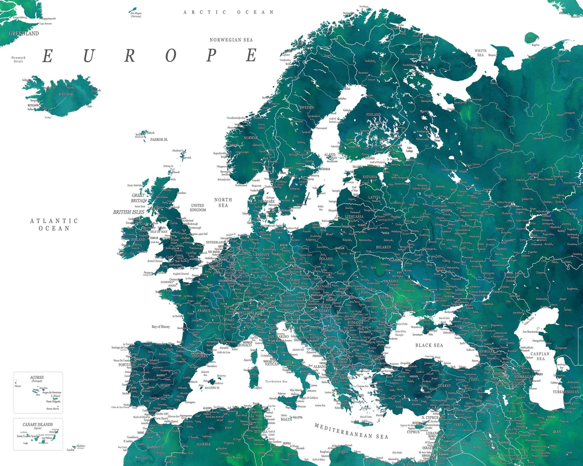 Teal Europe Map