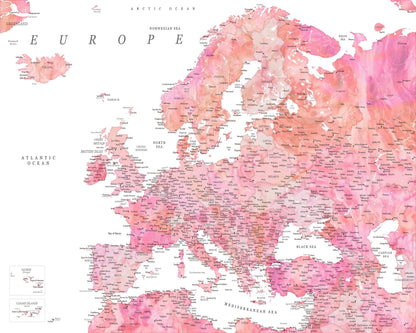Pink Europe Map