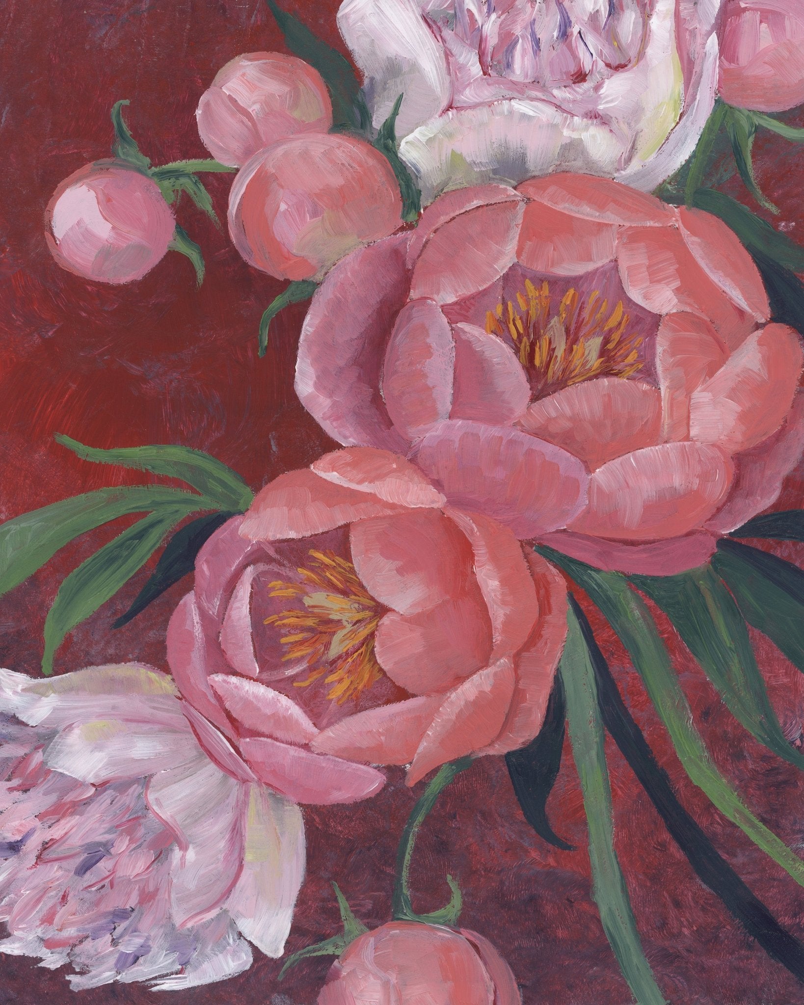 Pink Peony Floral Painting