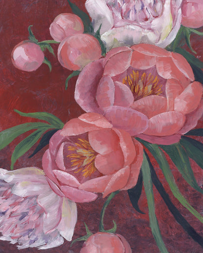 Pink Peony Floral Painting