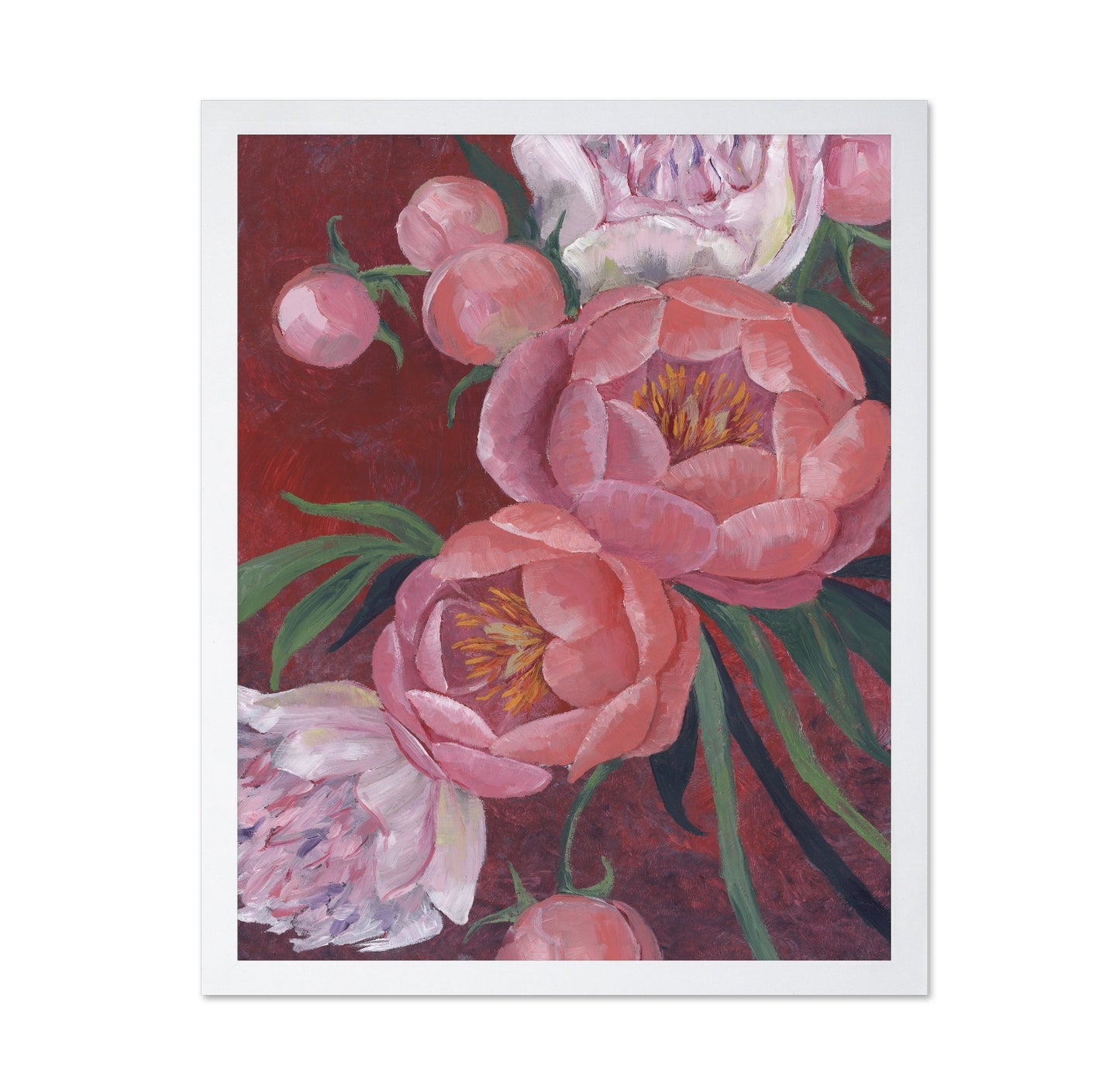 Pink Peony Floral Painting