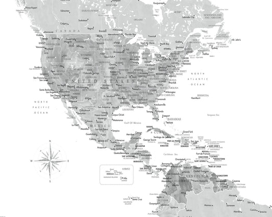 Gray USA Caribbean Map