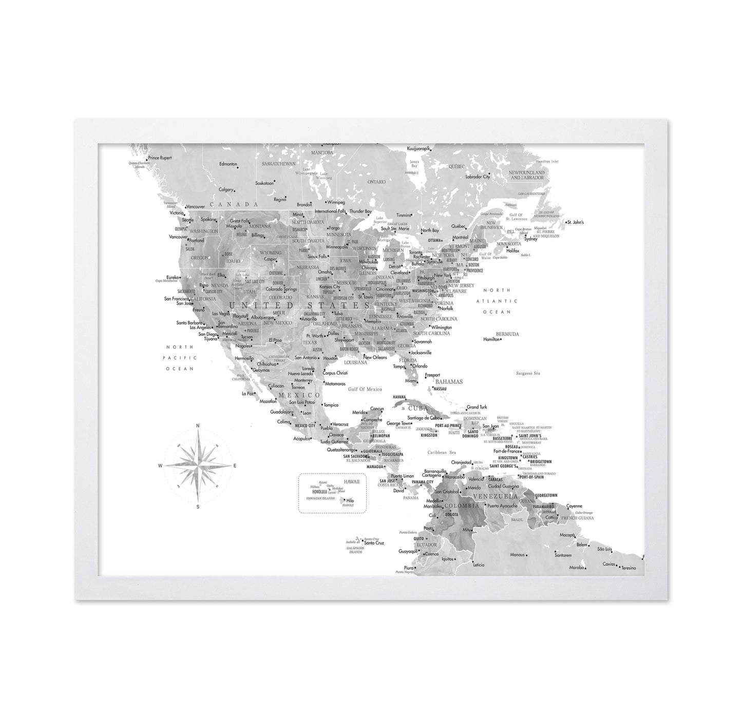 Gray USA Caribbean Map