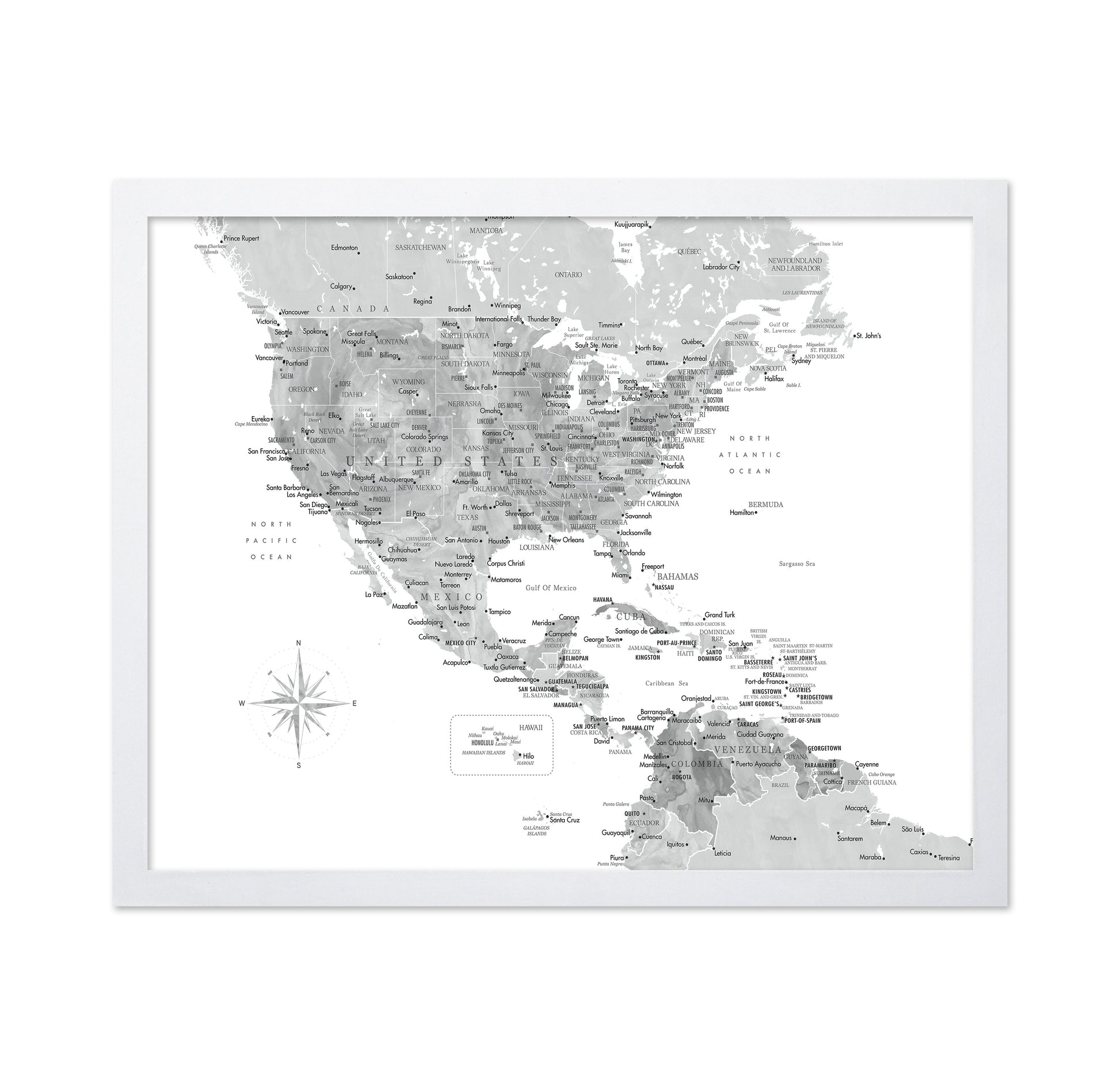Gray USA Caribbean Map