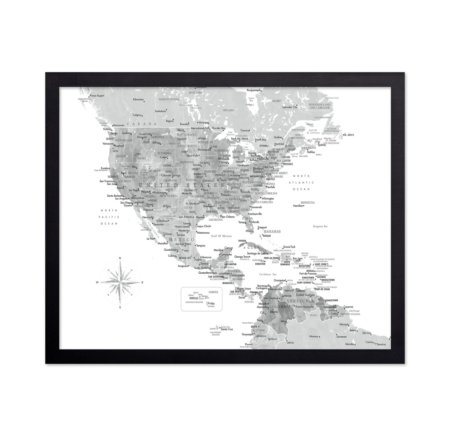 Gray USA Caribbean Map