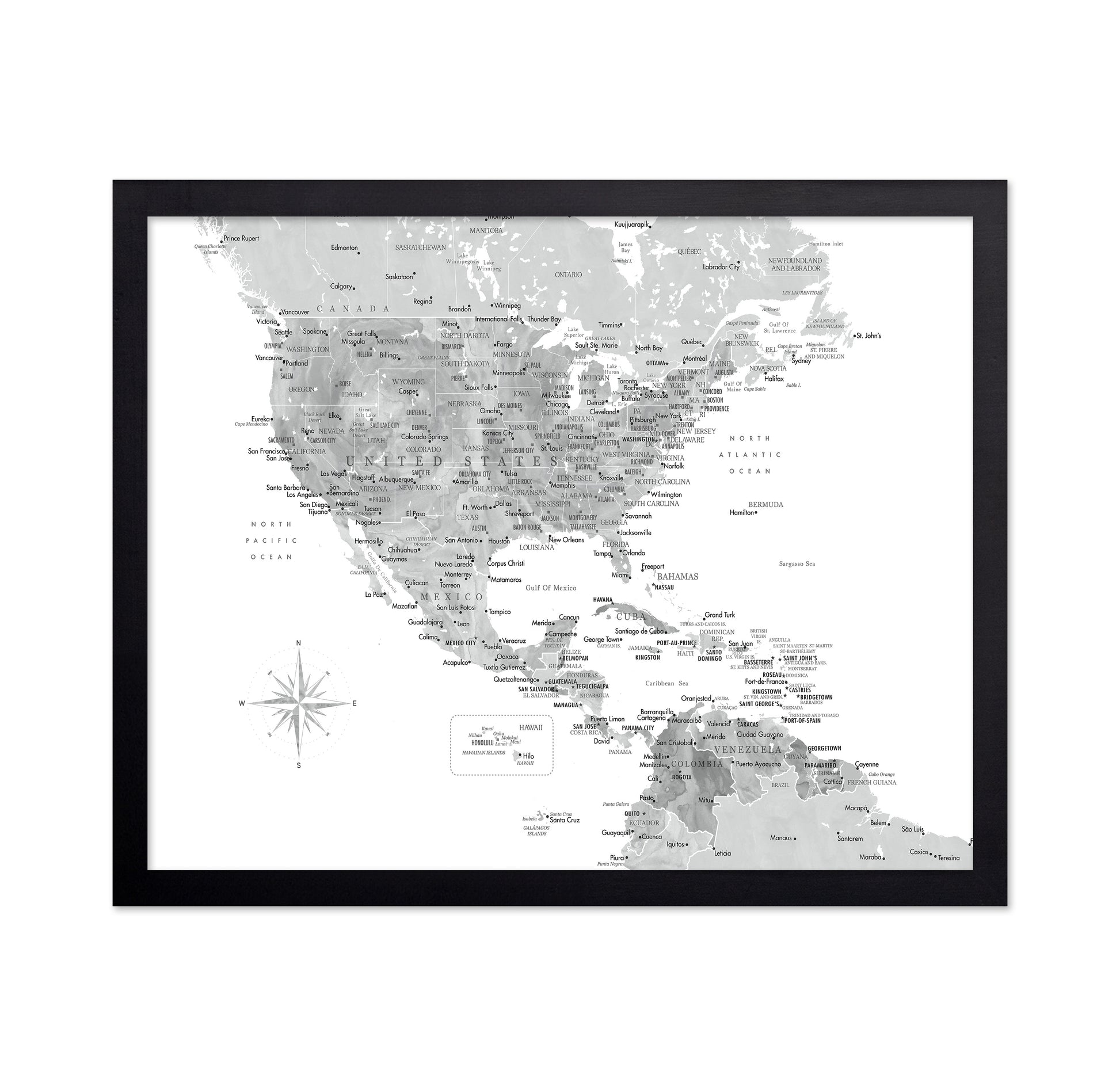 Gray USA Caribbean Map