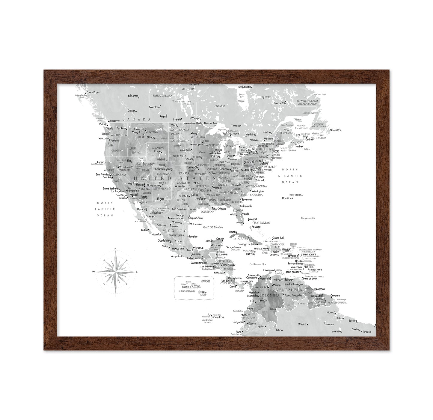 Gray USA Caribbean Map