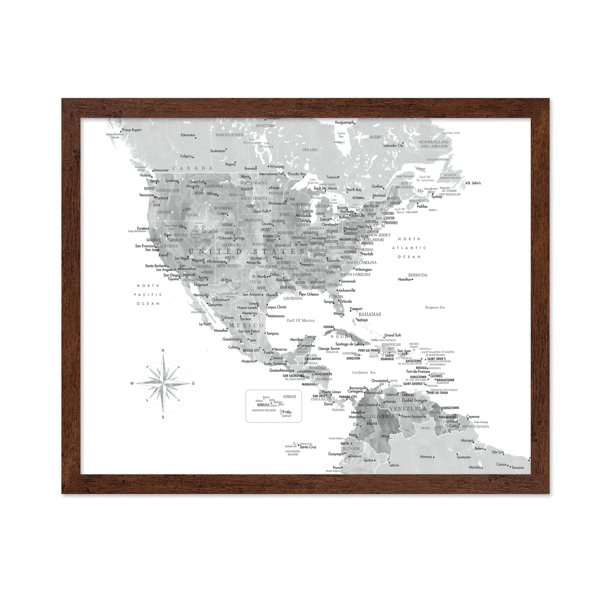 Gray USA Caribbean Map