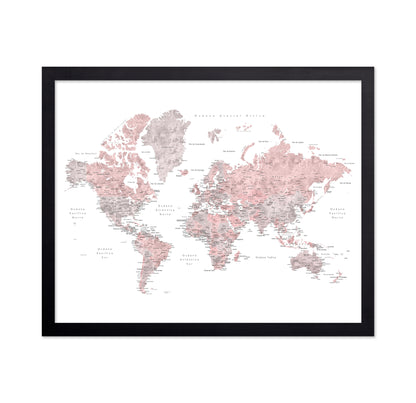 Pink Spanish World Map