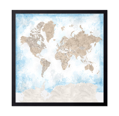 Watercolor World Map Blue