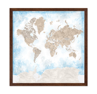 Watercolor World Map Blue