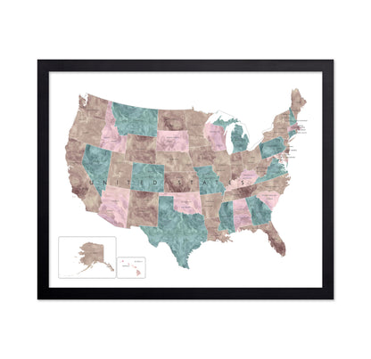 Pink Teal USA Map