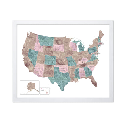 Pink Teal USA Map