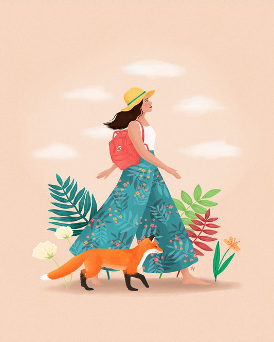 Woman Walking with Fox