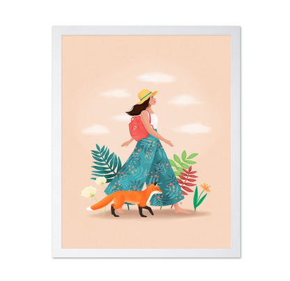 Woman Walking with Fox