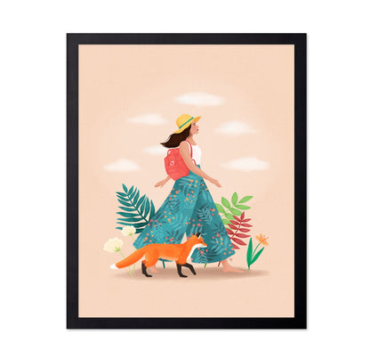 Woman Walking with Fox