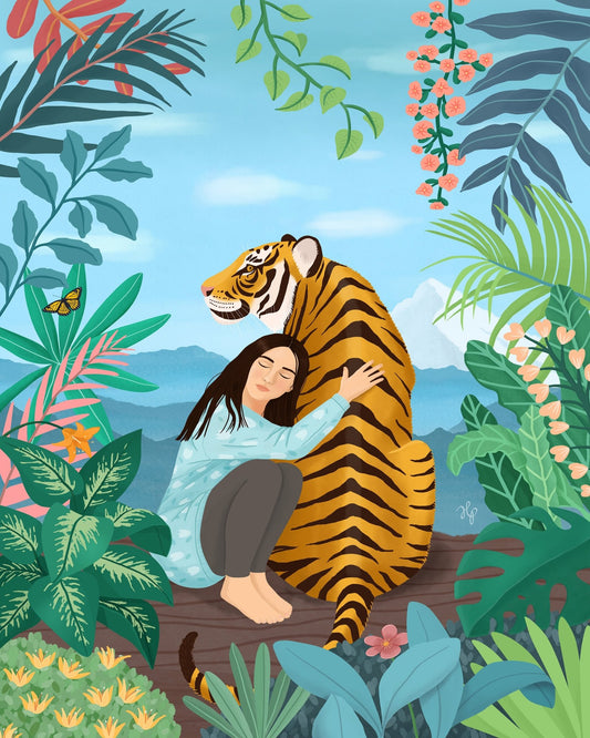 Girl Hugging Tiger