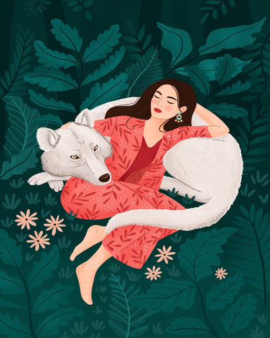Woman with Polar Wolf
