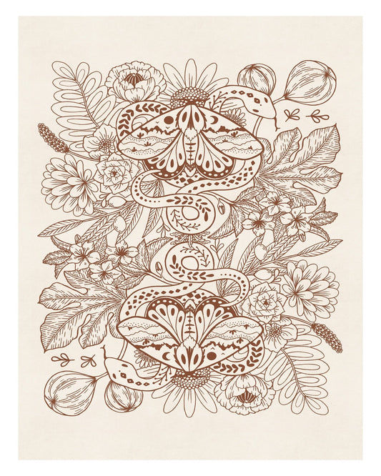 Moths & Snakes Line Art