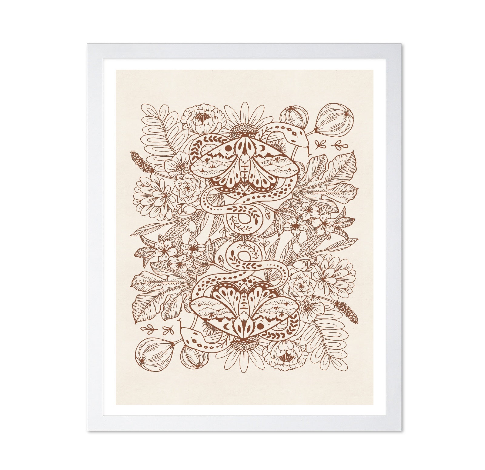Moths & Snakes Line Art